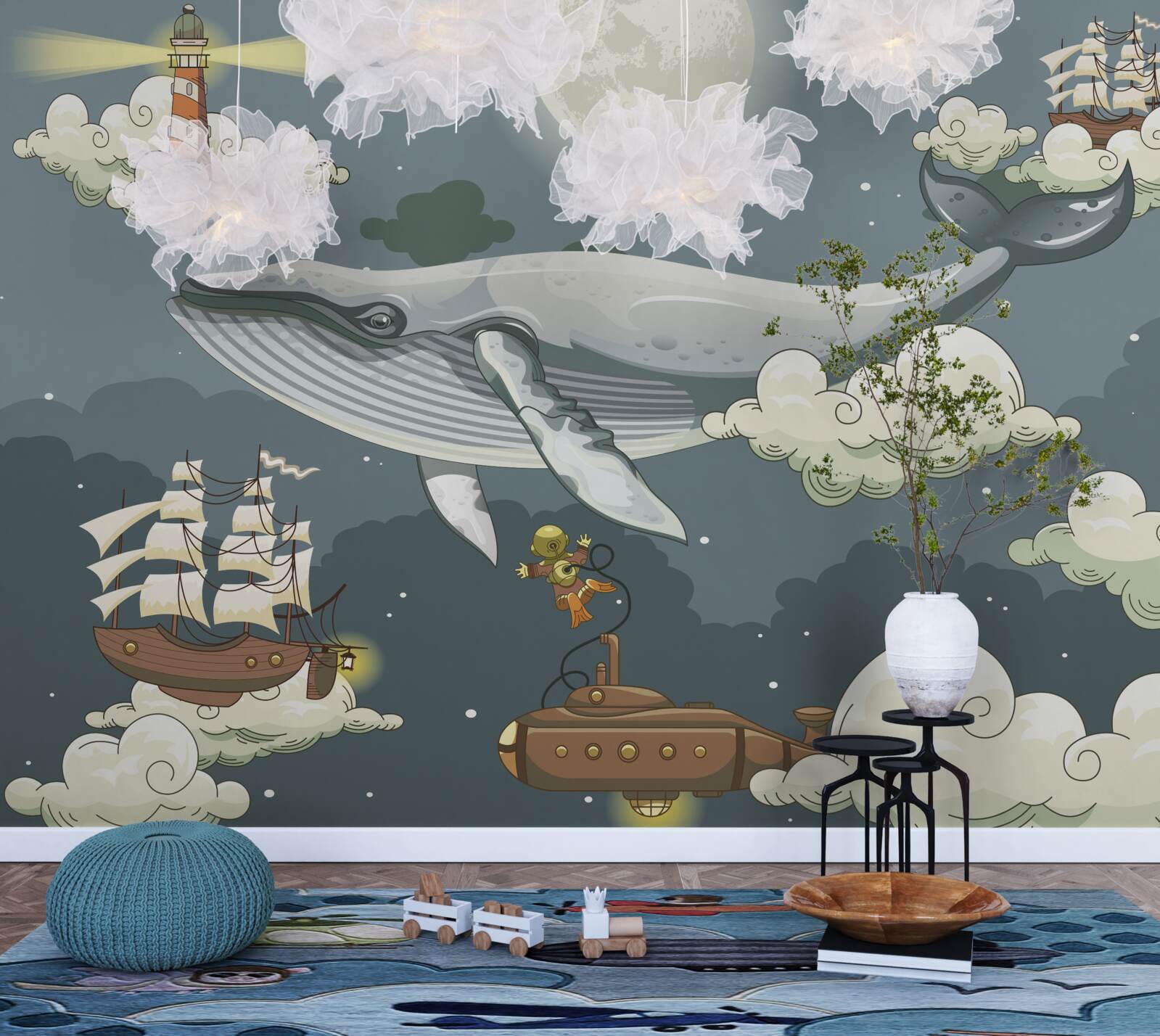 Фотошпалери підводні туристи та кит