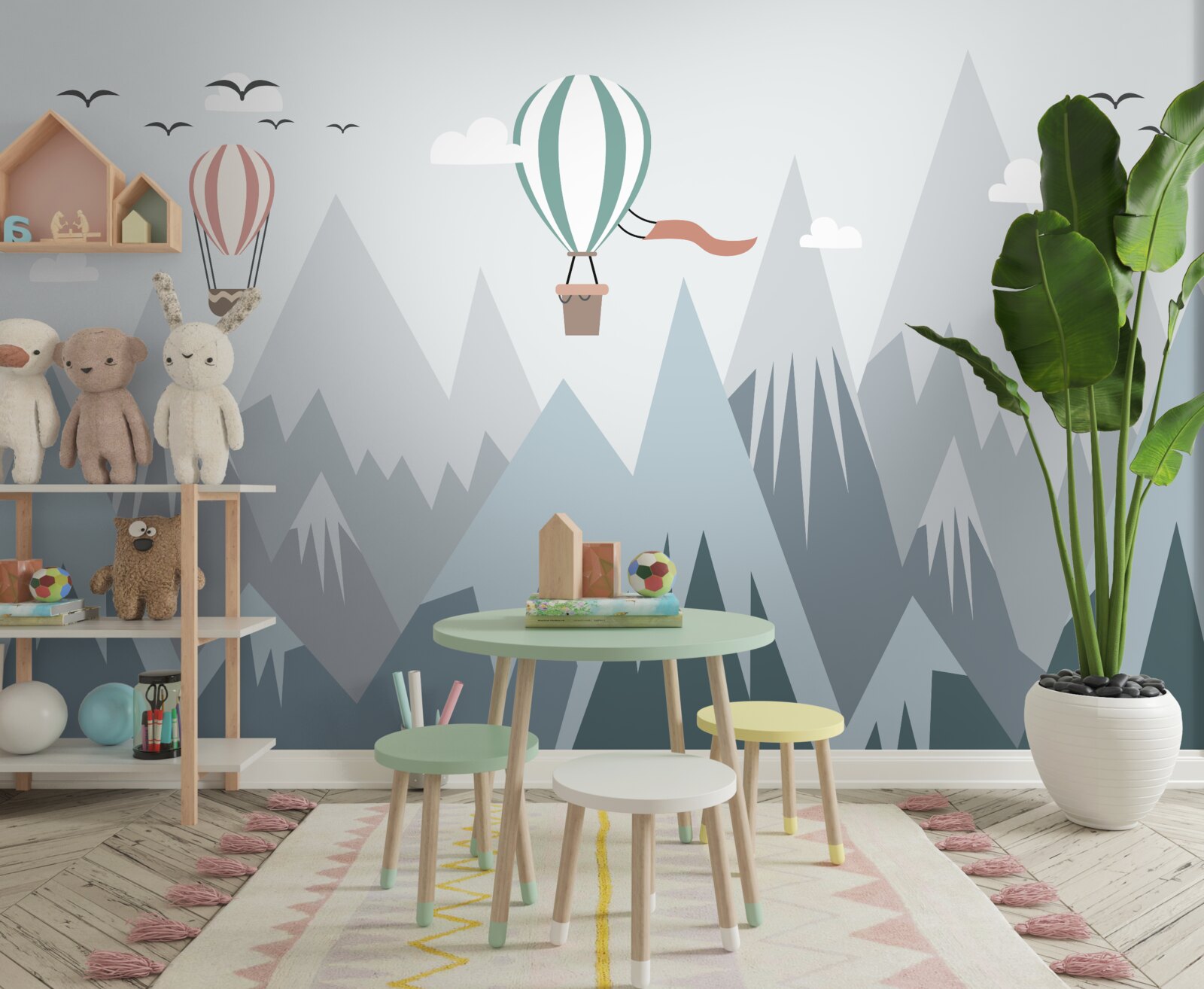 Фотошпалери над горами літали повітряні кулі