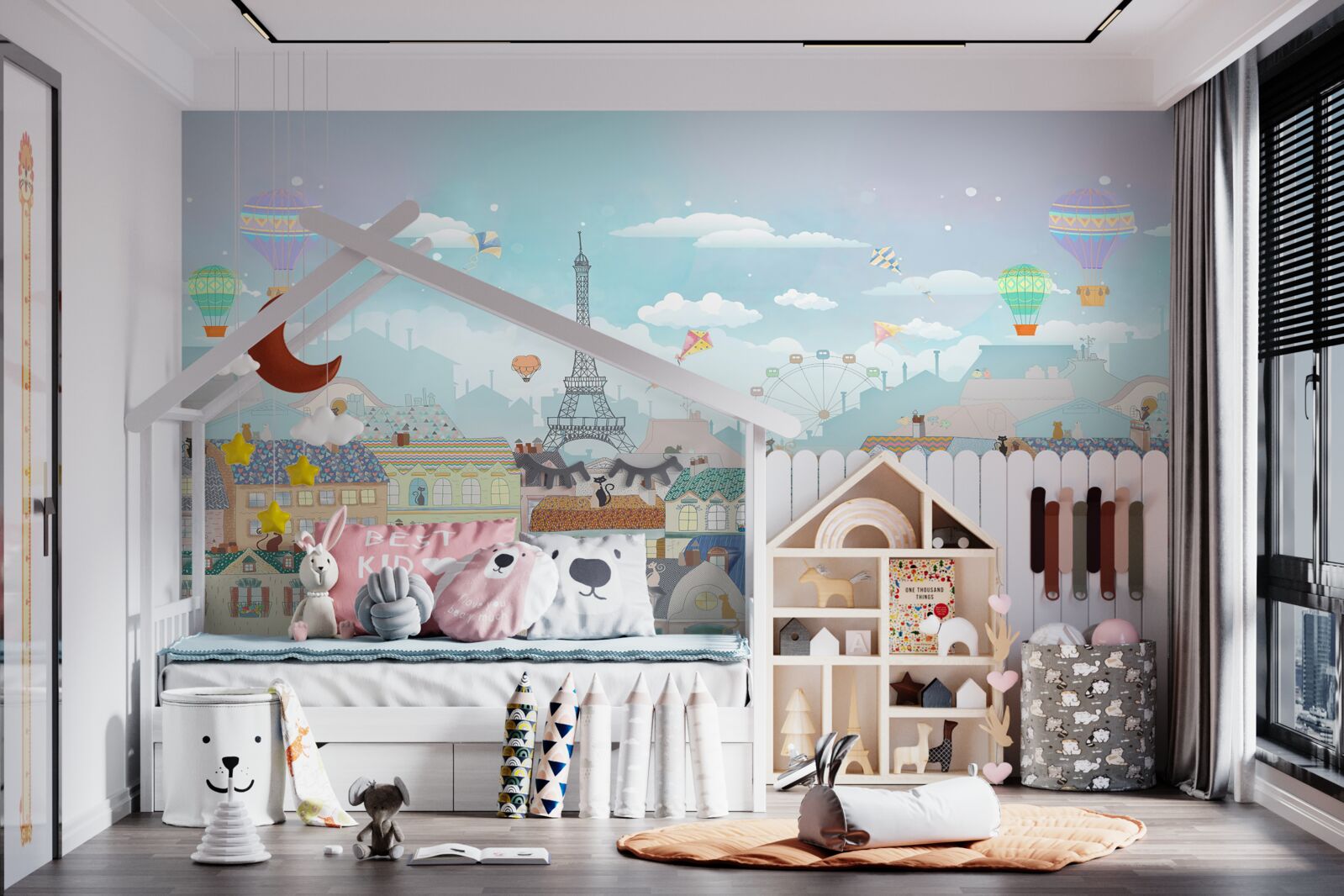 Фотошпалери маленькі коти на дахах міських будівель