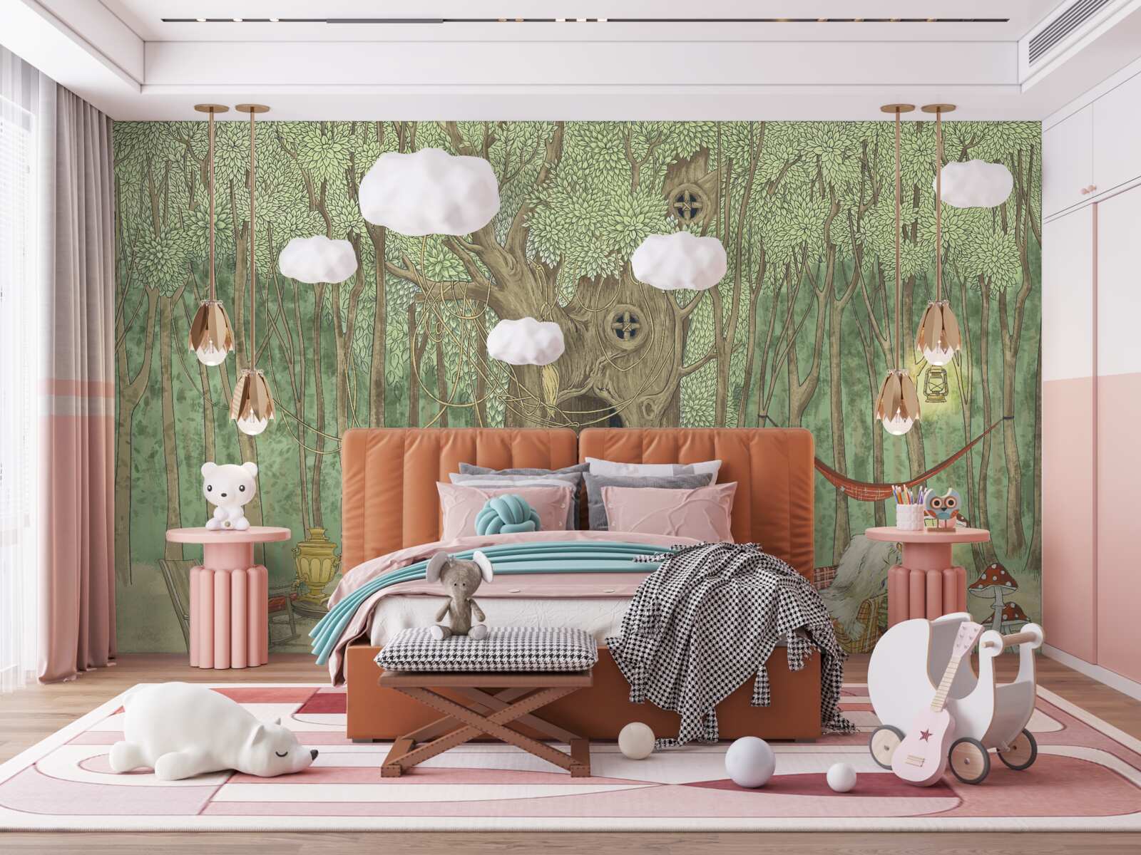 Фотошпалери домашній затишок у будиночку на дереві в лісі