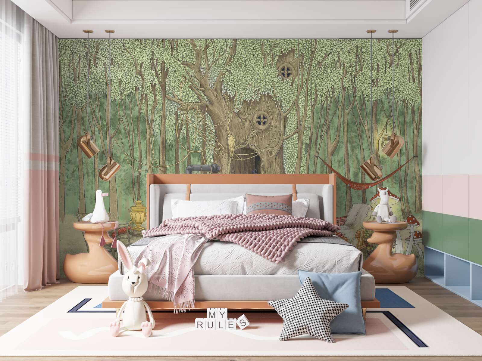 Фотошпалери домашній затишок у будиночку на дереві в лісі