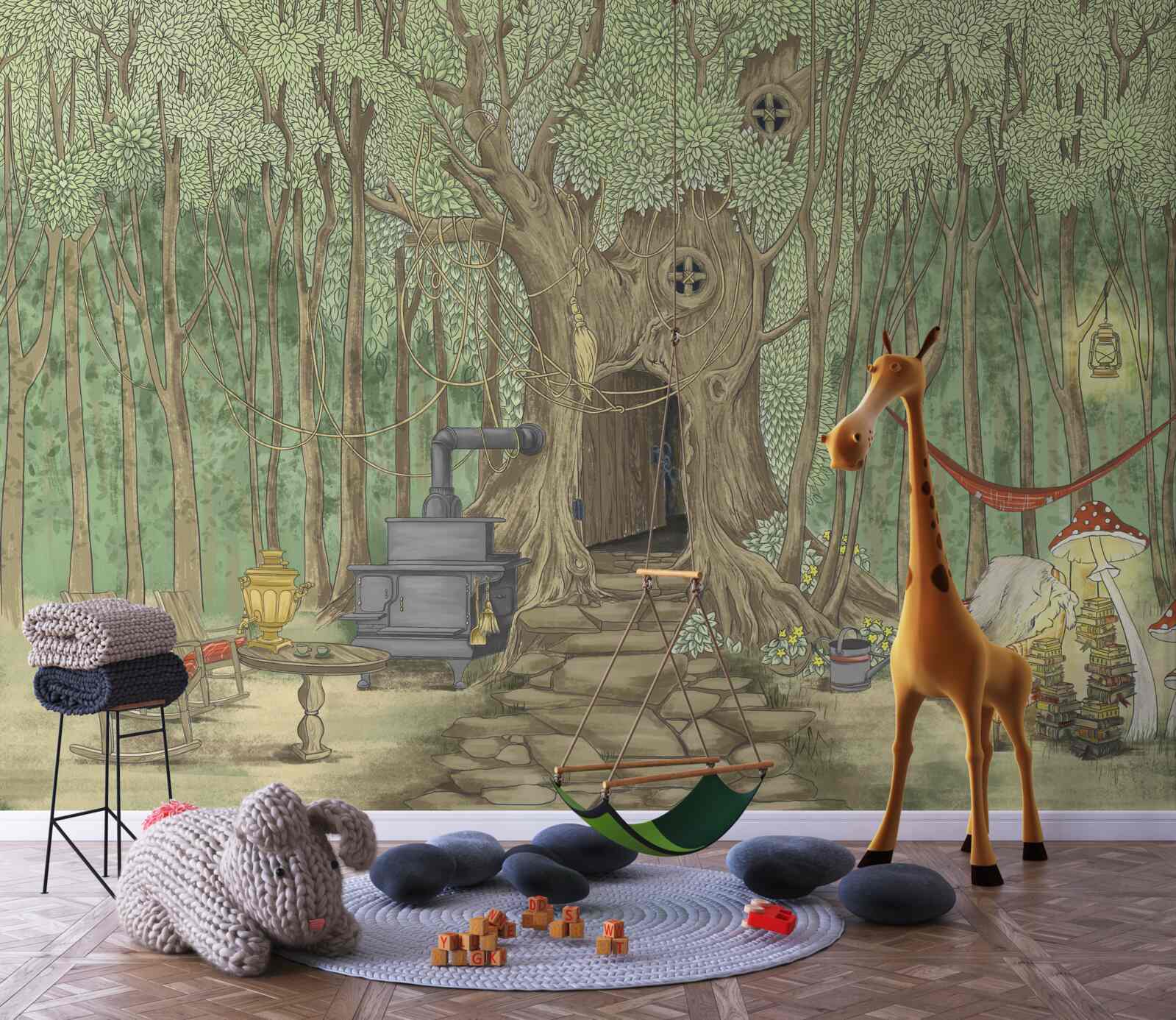 Фотошпалери домашній затишок у будиночку на дереві в лісі