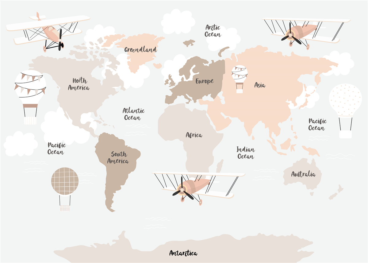 Фотошпалери назви континентів на глобусі