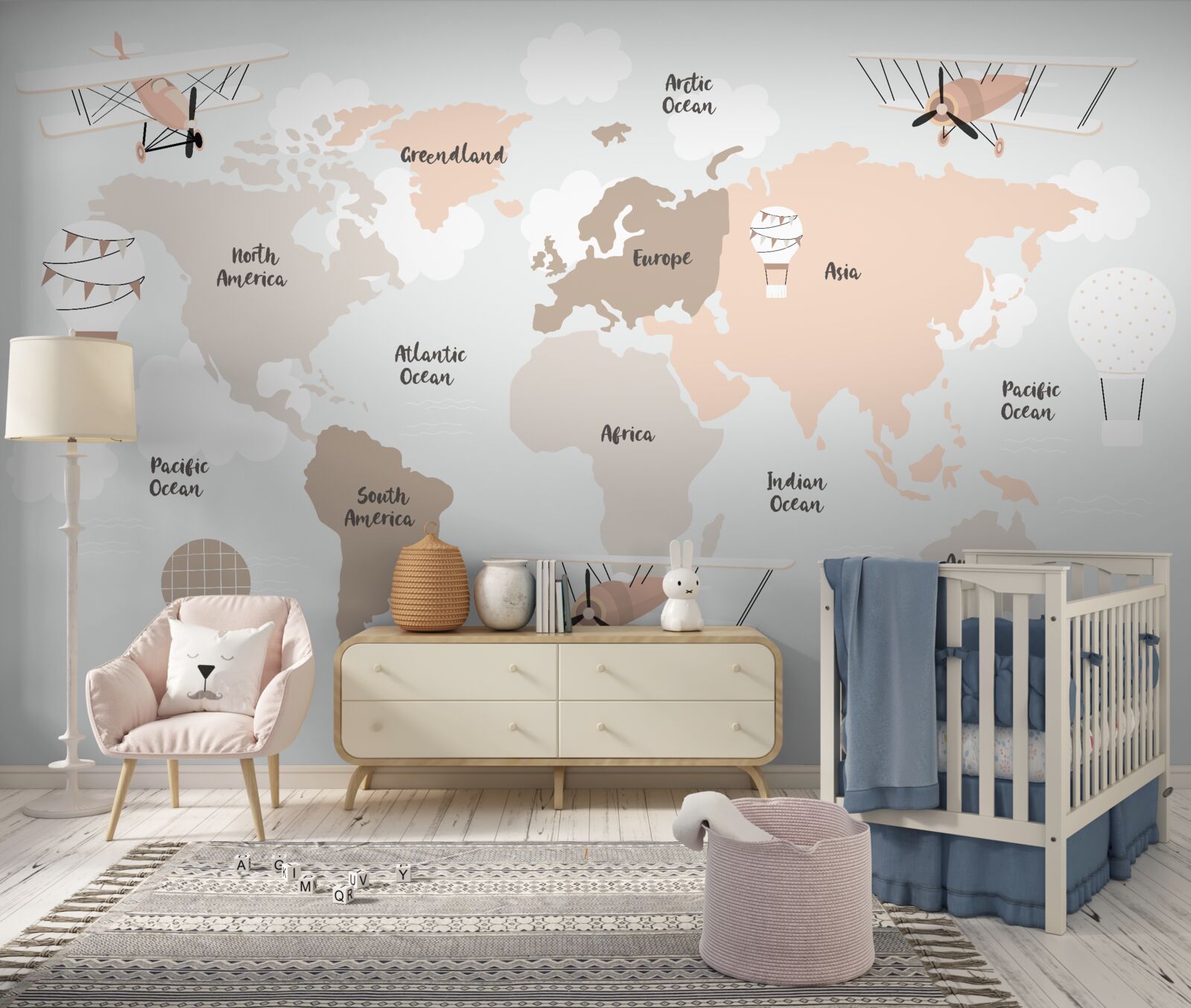 Фотошпалери назви континентів на глобусі