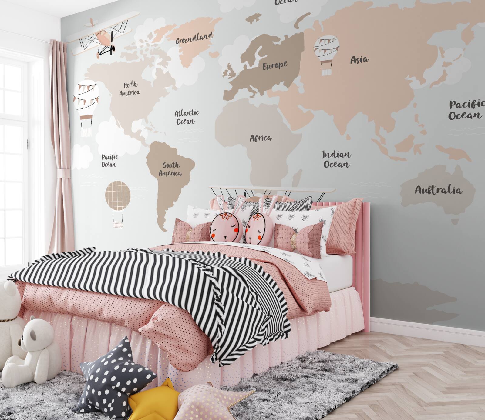 Фотошпалери назви континентів на глобусі