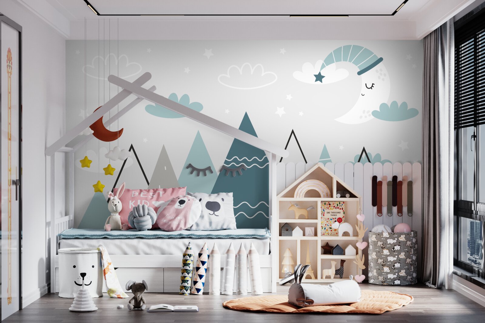 Фотошпалери гори і місяць засинають