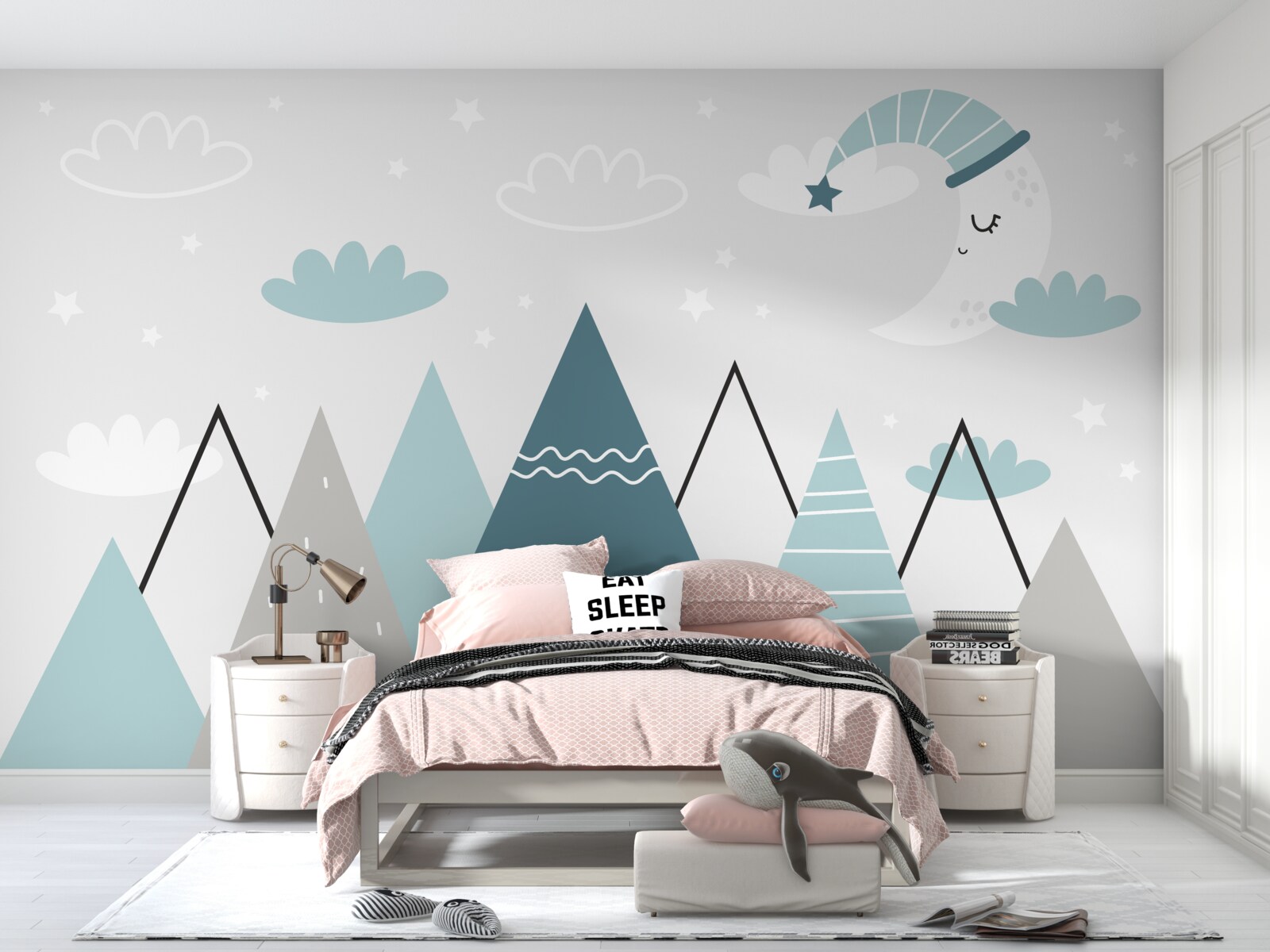 Фотошпалери гори і місяць засинають