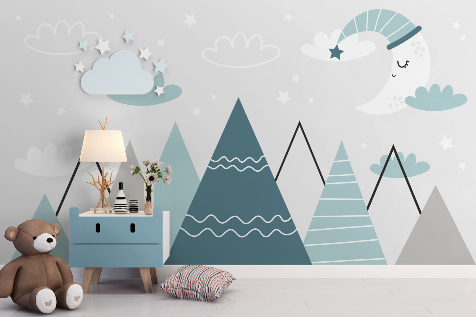 Фотошпалери гори і місяць засинають