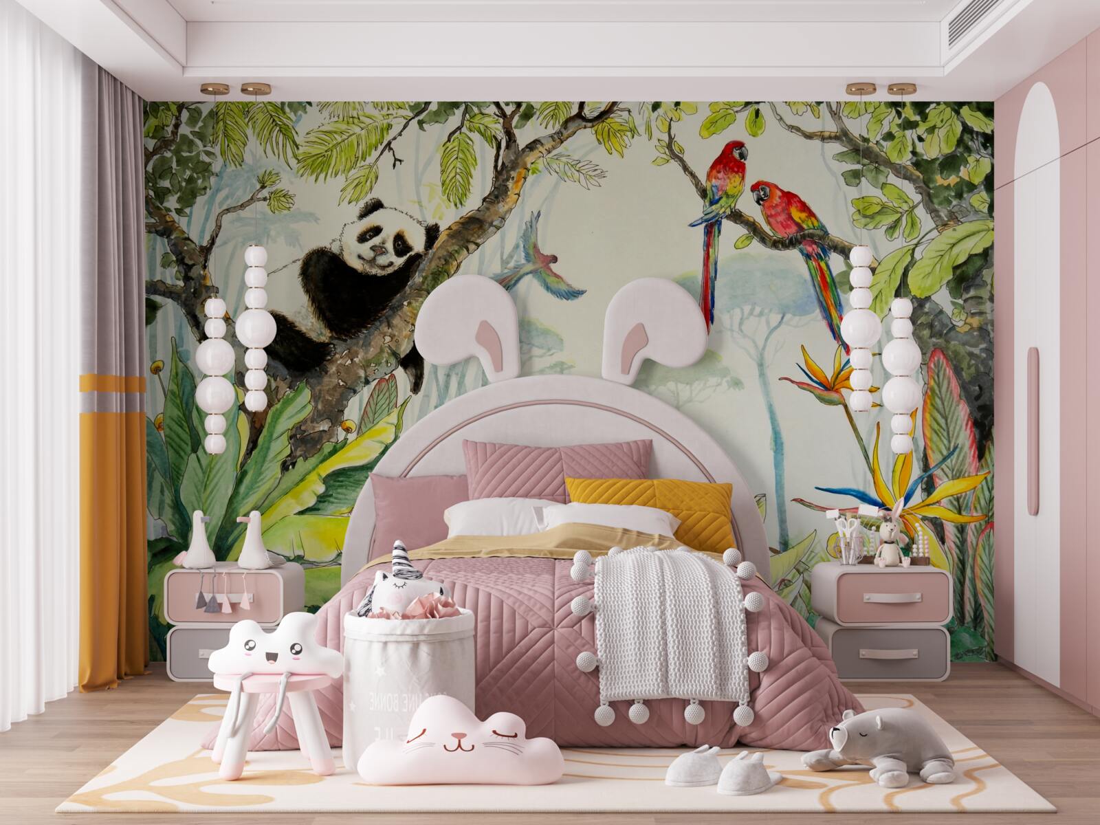 Фотошпалери панда відпочиває на гілках дерева