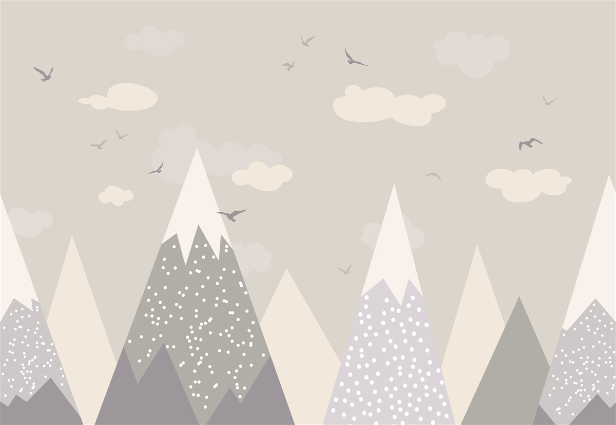 Фотошпалери засніжені гірські вершини та птахи