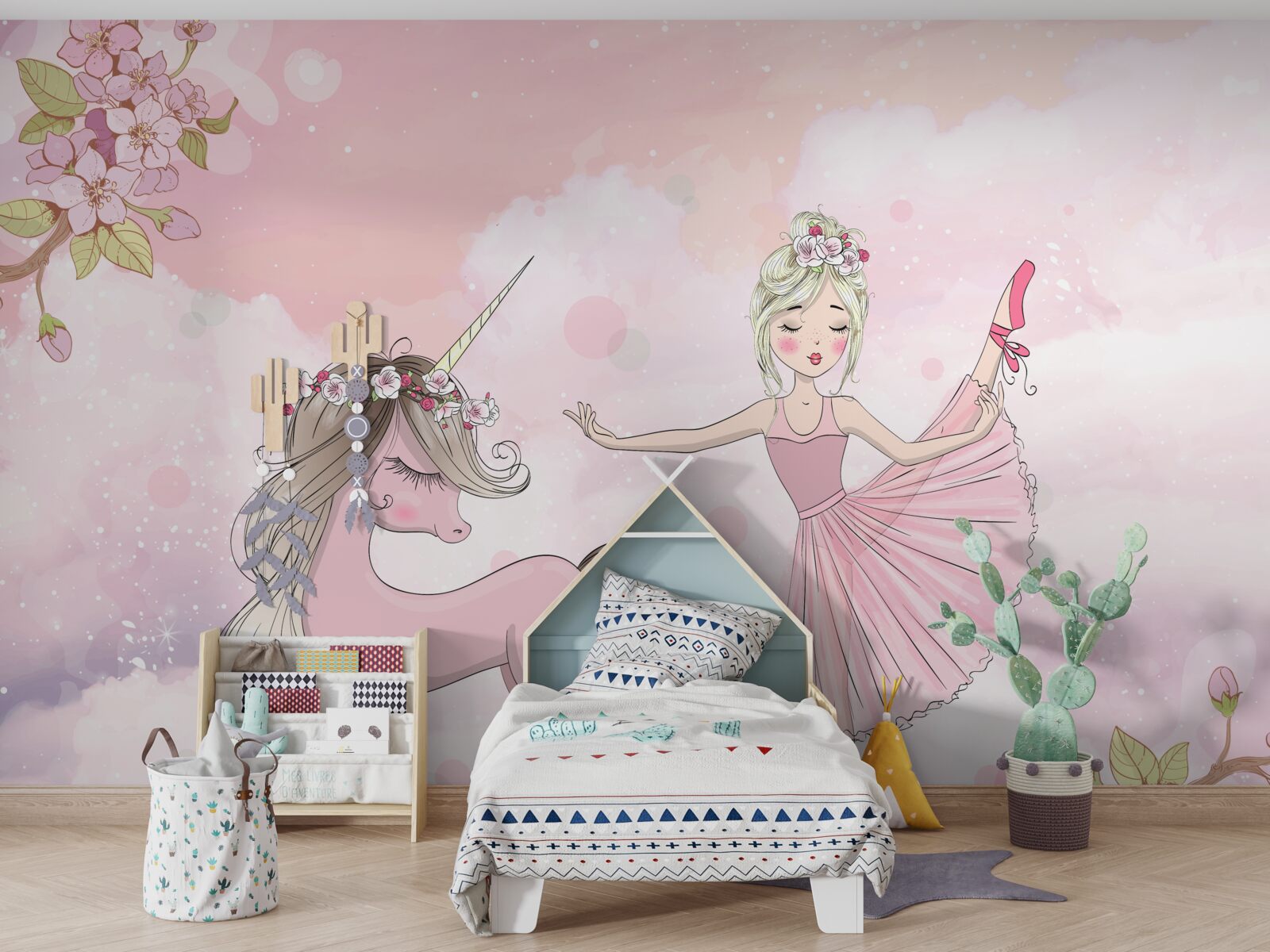 Фотошпалери єдиноріг танцює з феєю