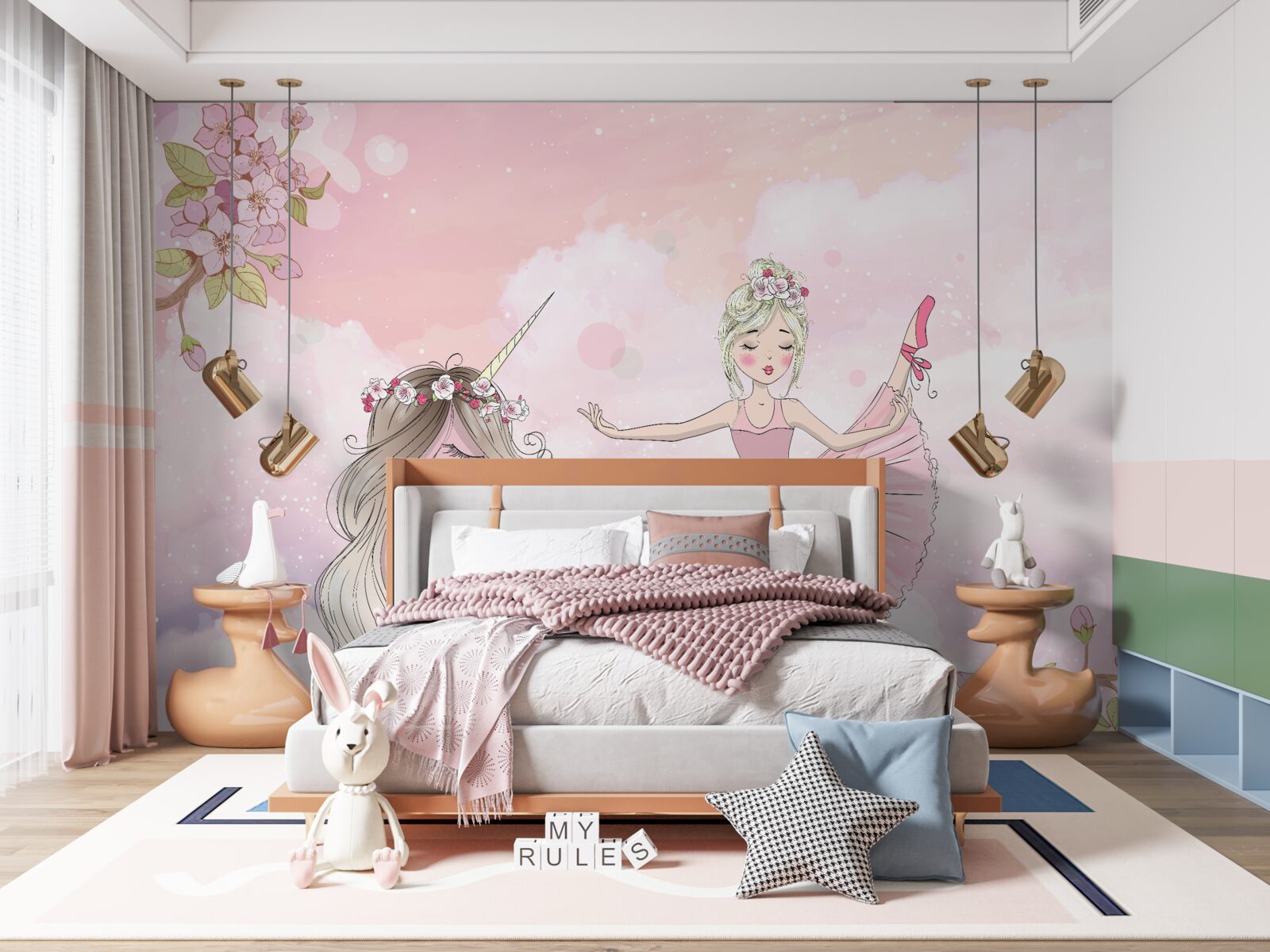 Фотошпалери єдиноріг танцює з феєю