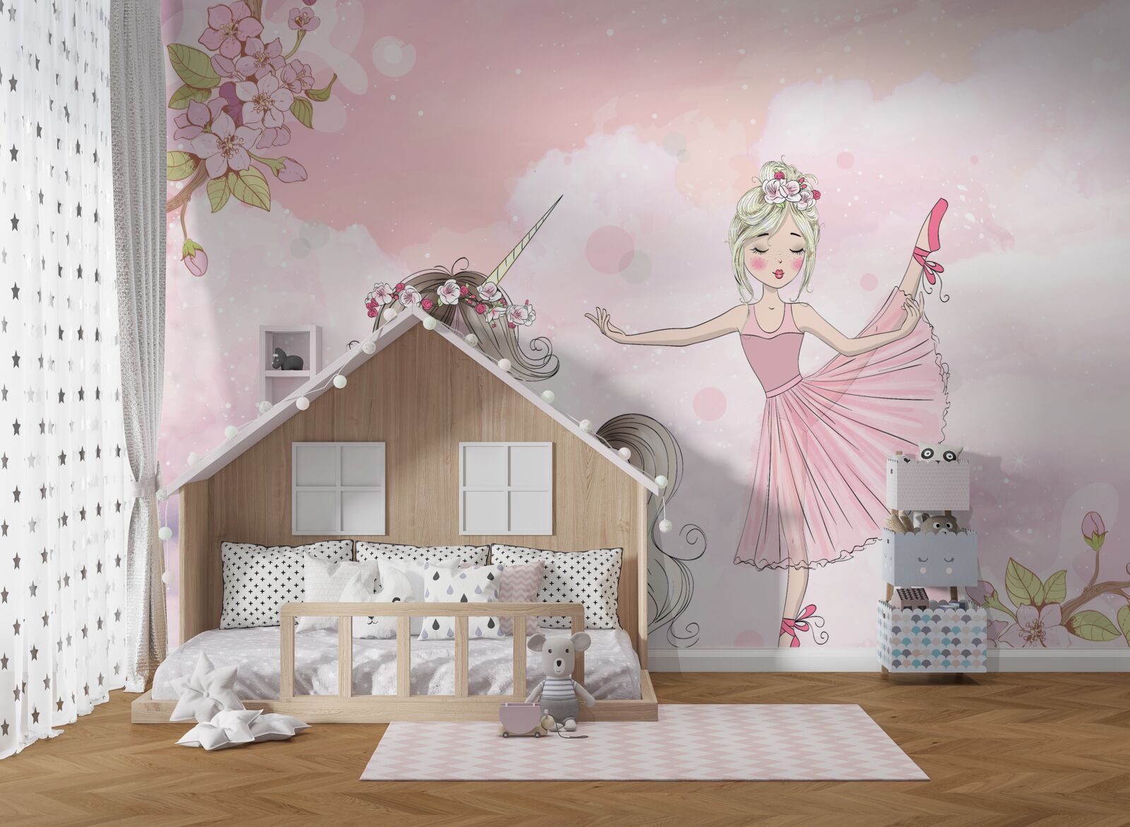 Фотошпалери єдиноріг танцює з феєю