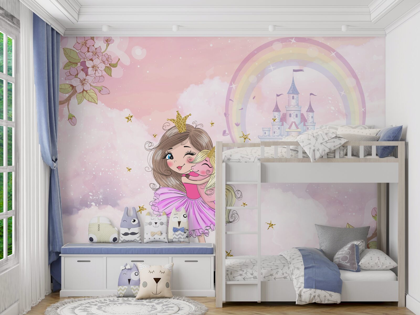 Фотошпалери біля замку живе фея та її друг-єдиноріг