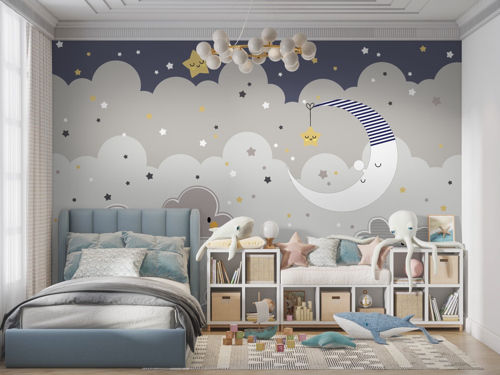 Фотошпалери хмари і місяць також засинають