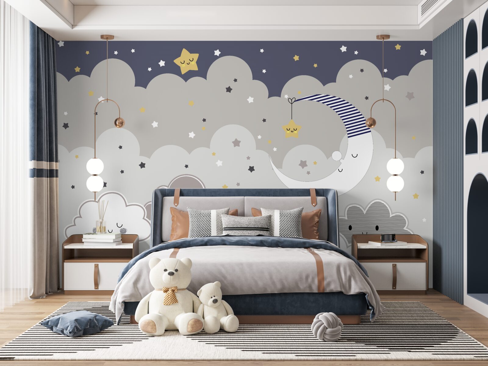 Фотошпалери хмари і місяць також засинають