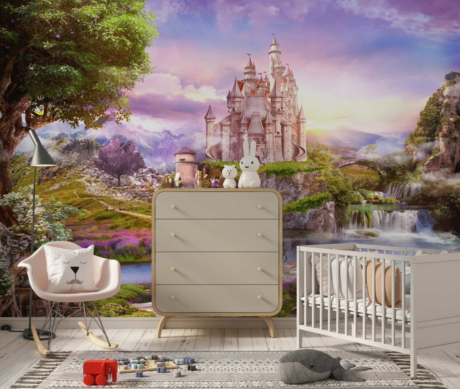 Фотошпалери на іншому березі річки стоїть чарівна фортеця