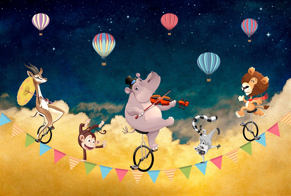 Фотошпалери акробати на канаті під музичний супровід