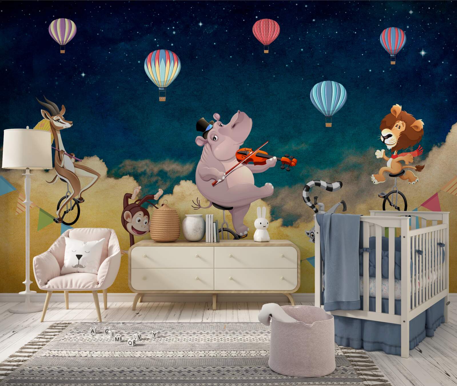 Фотошпалери акробати на канаті під музичний супровід