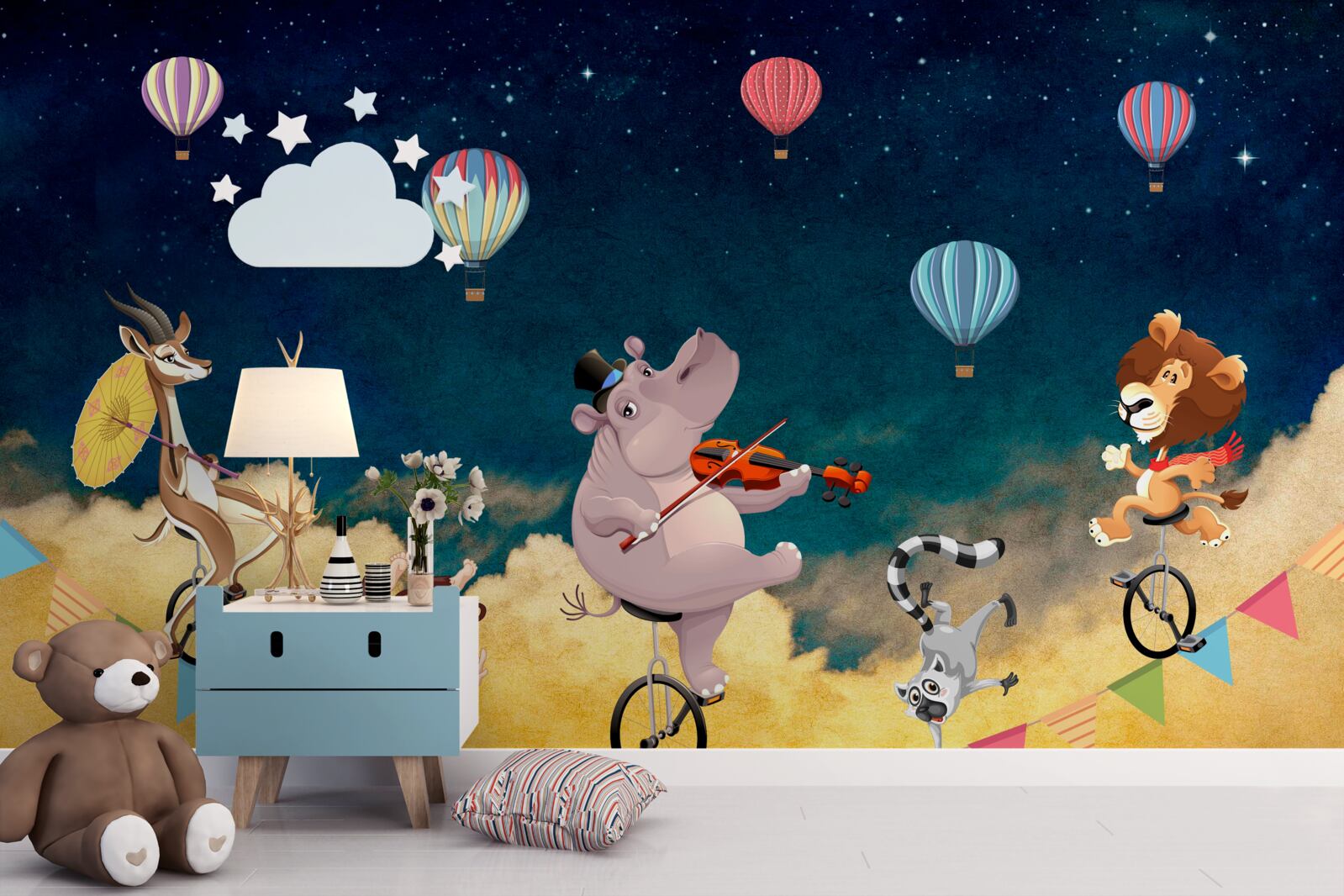 Фотошпалери акробати на канаті під музичний супровід