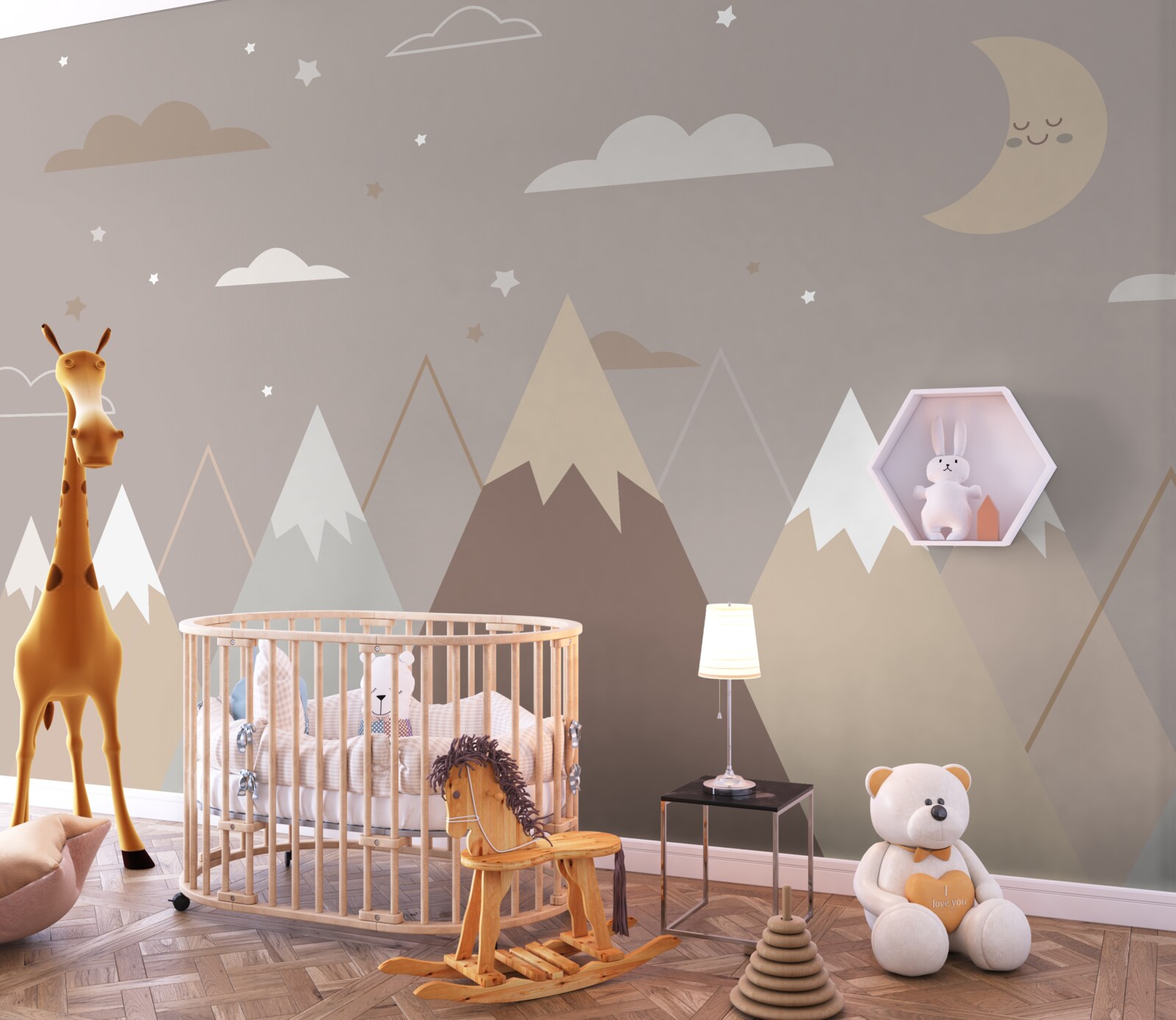 Фотошпалери ніч простяглася над засніженими вершинами