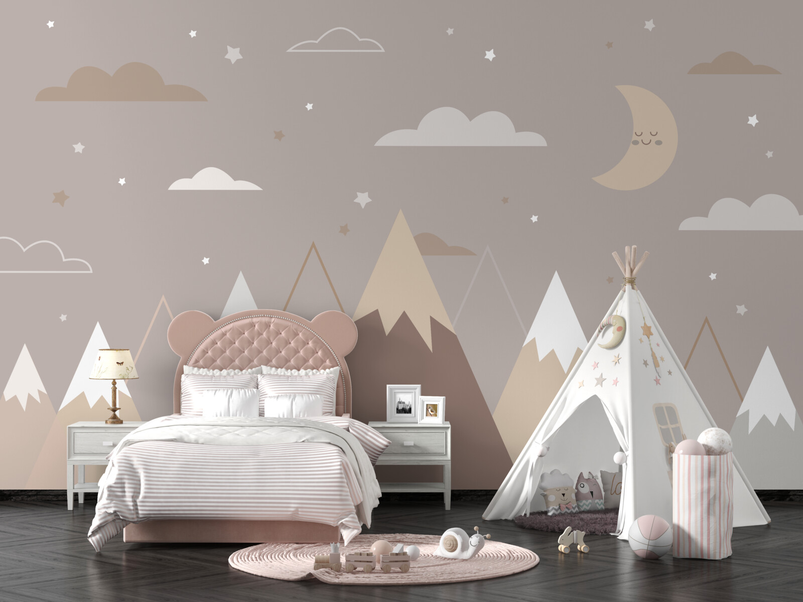 Фотошпалери ніч простяглася над засніженими вершинами