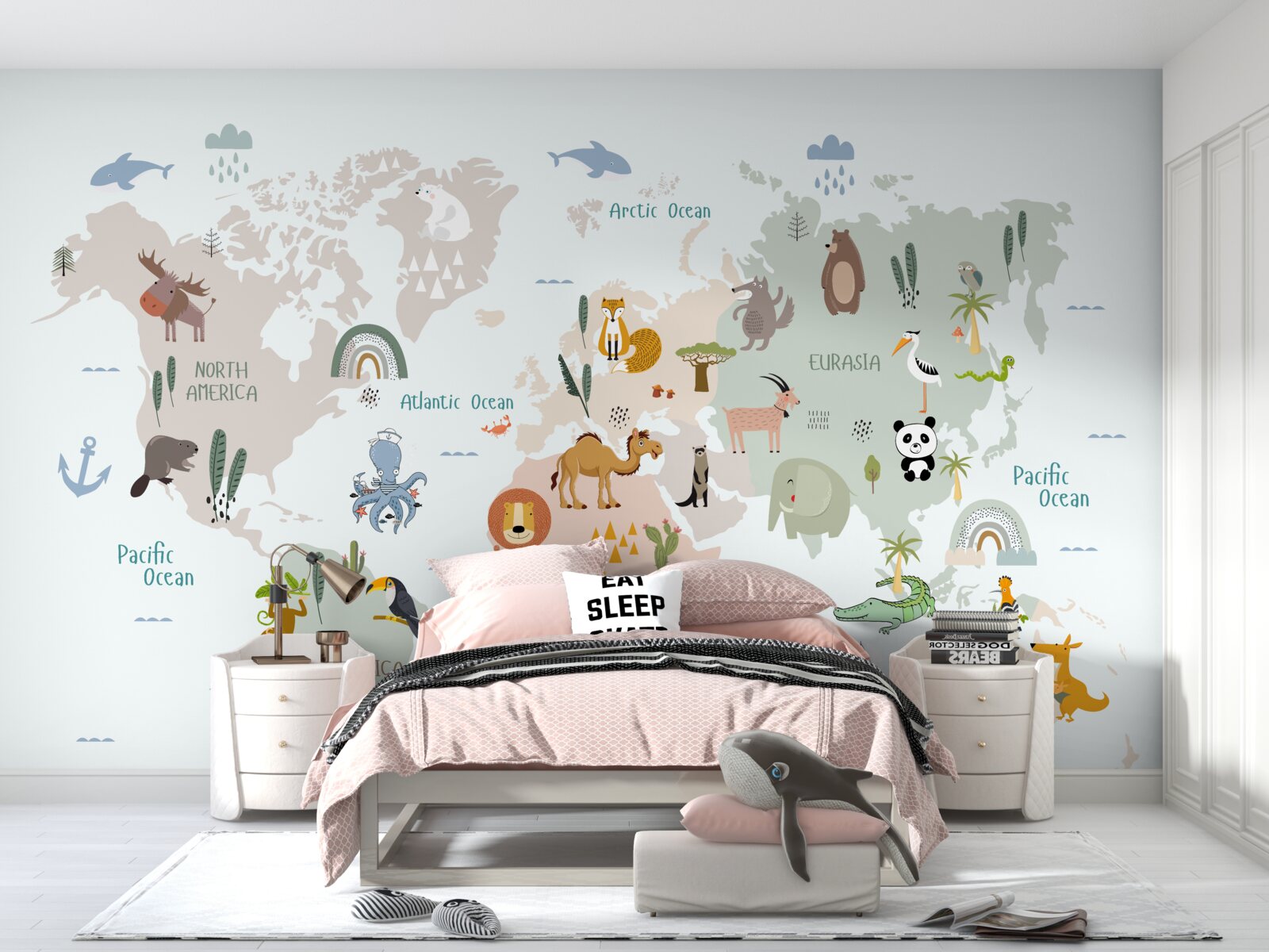 Фотошпалери карта світу та представники континентів