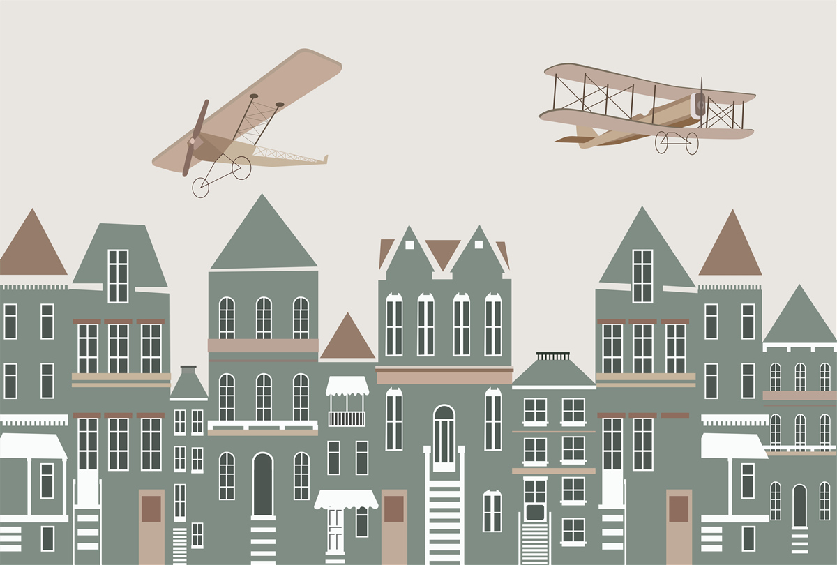 Фотошпалери літаки, що ширяють над будинками
