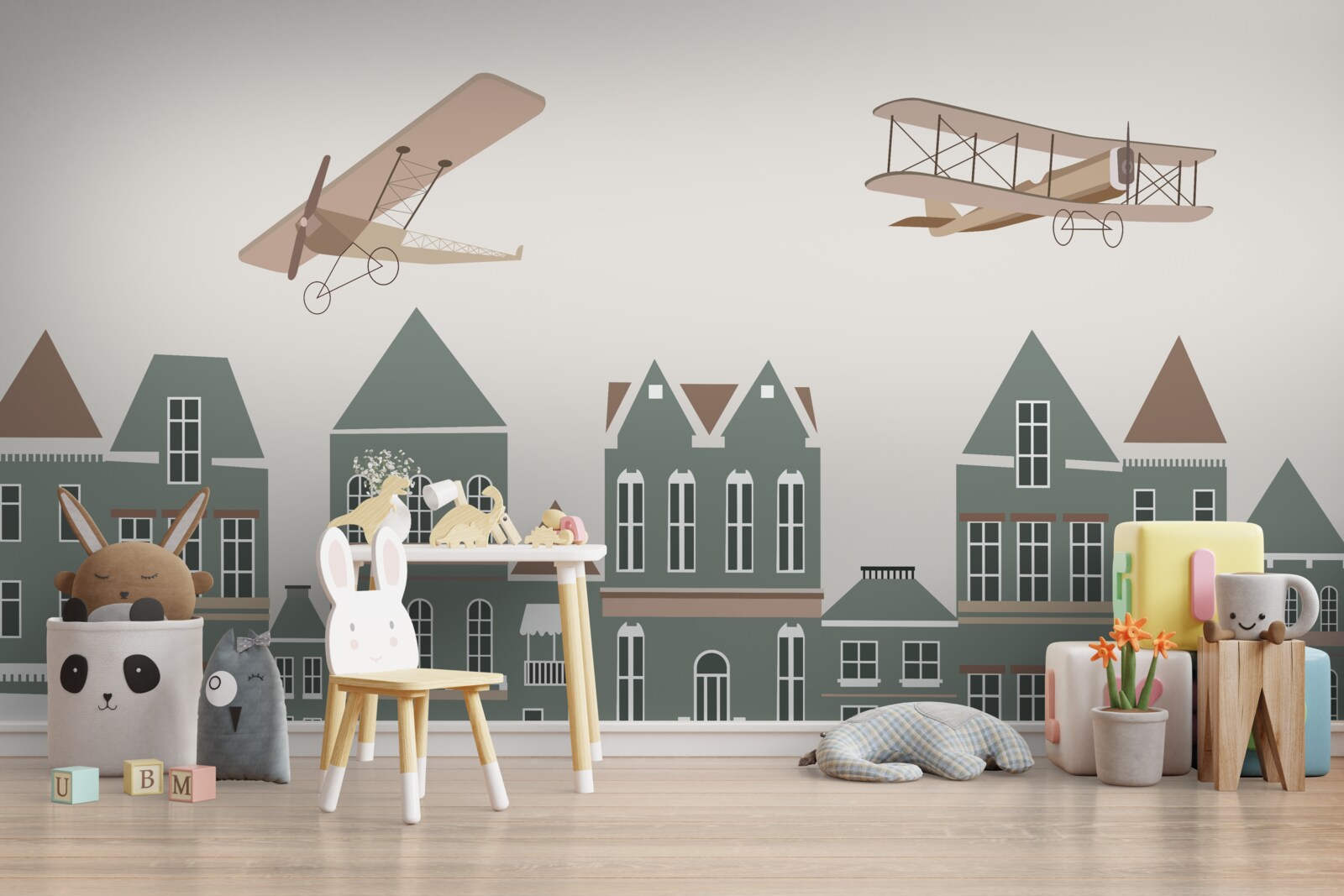 Фотошпалери літаки, що ширяють над будинками