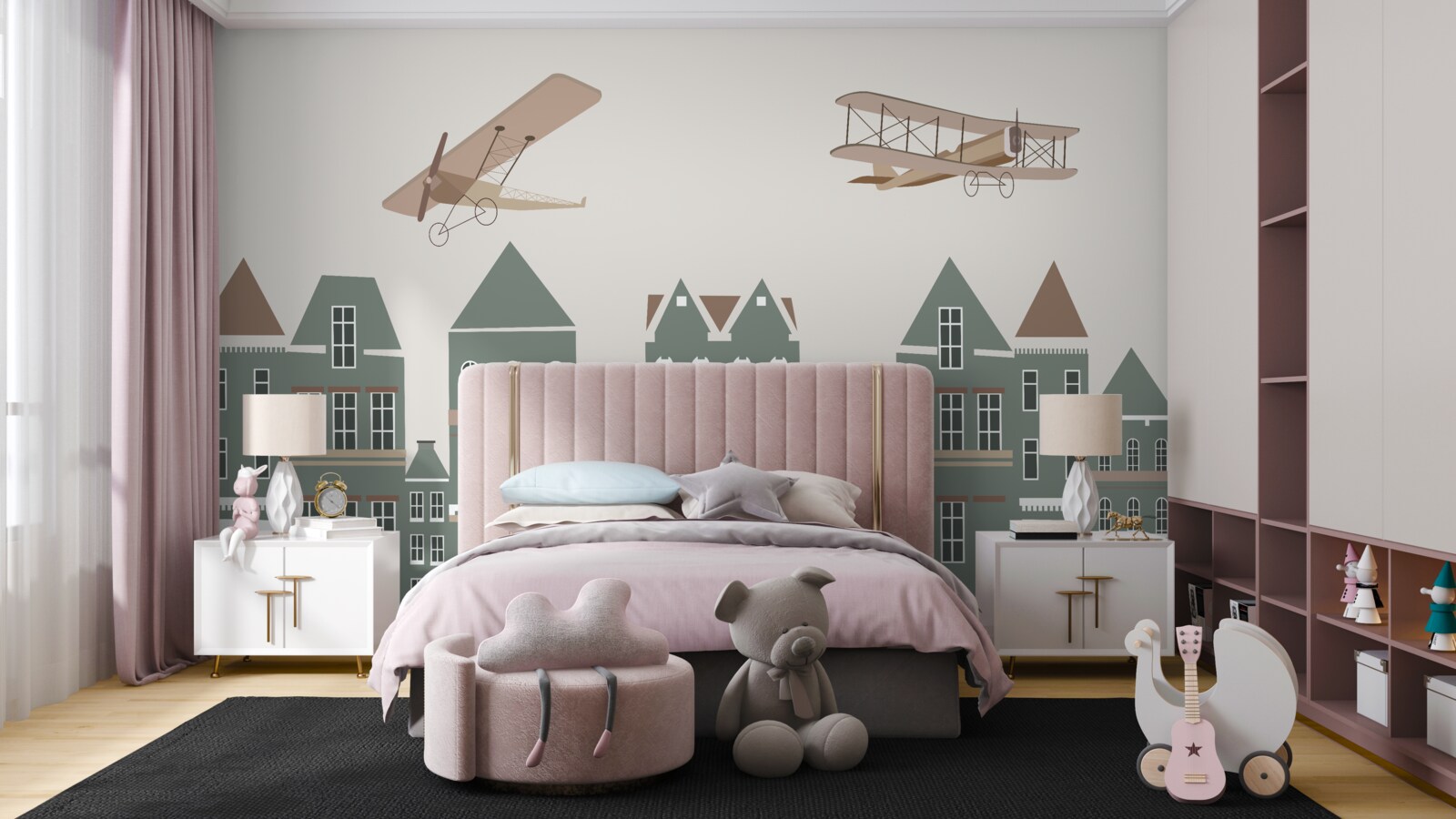 Фотошпалери літаки, що ширяють над будинками