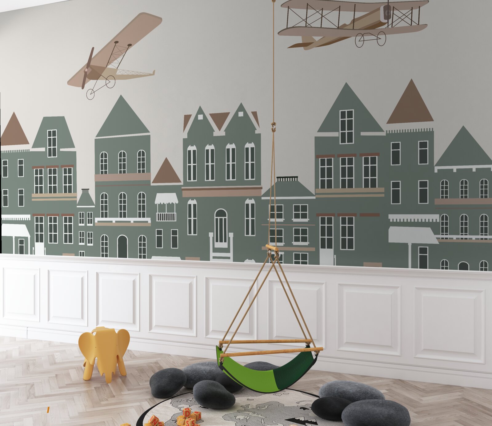 Фотошпалери літаки, що ширяють над будинками