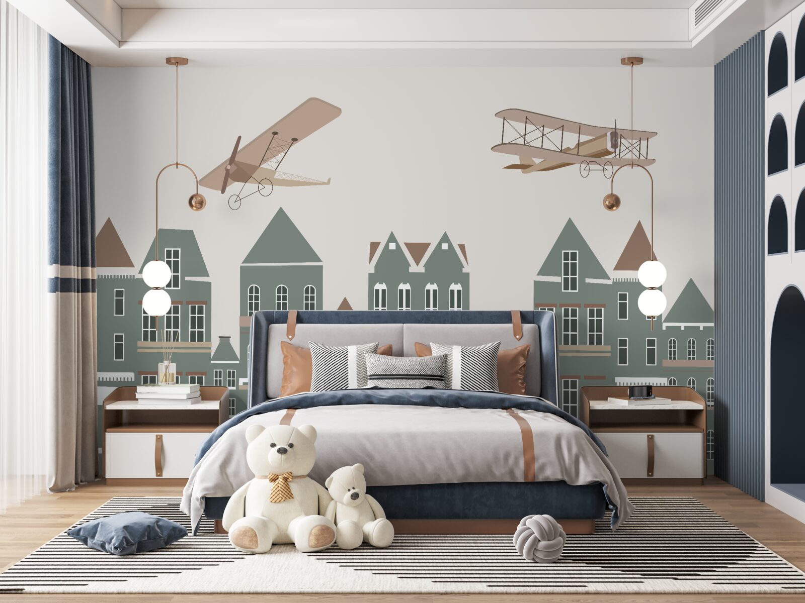 Фотошпалери літаки, що ширяють над будинками