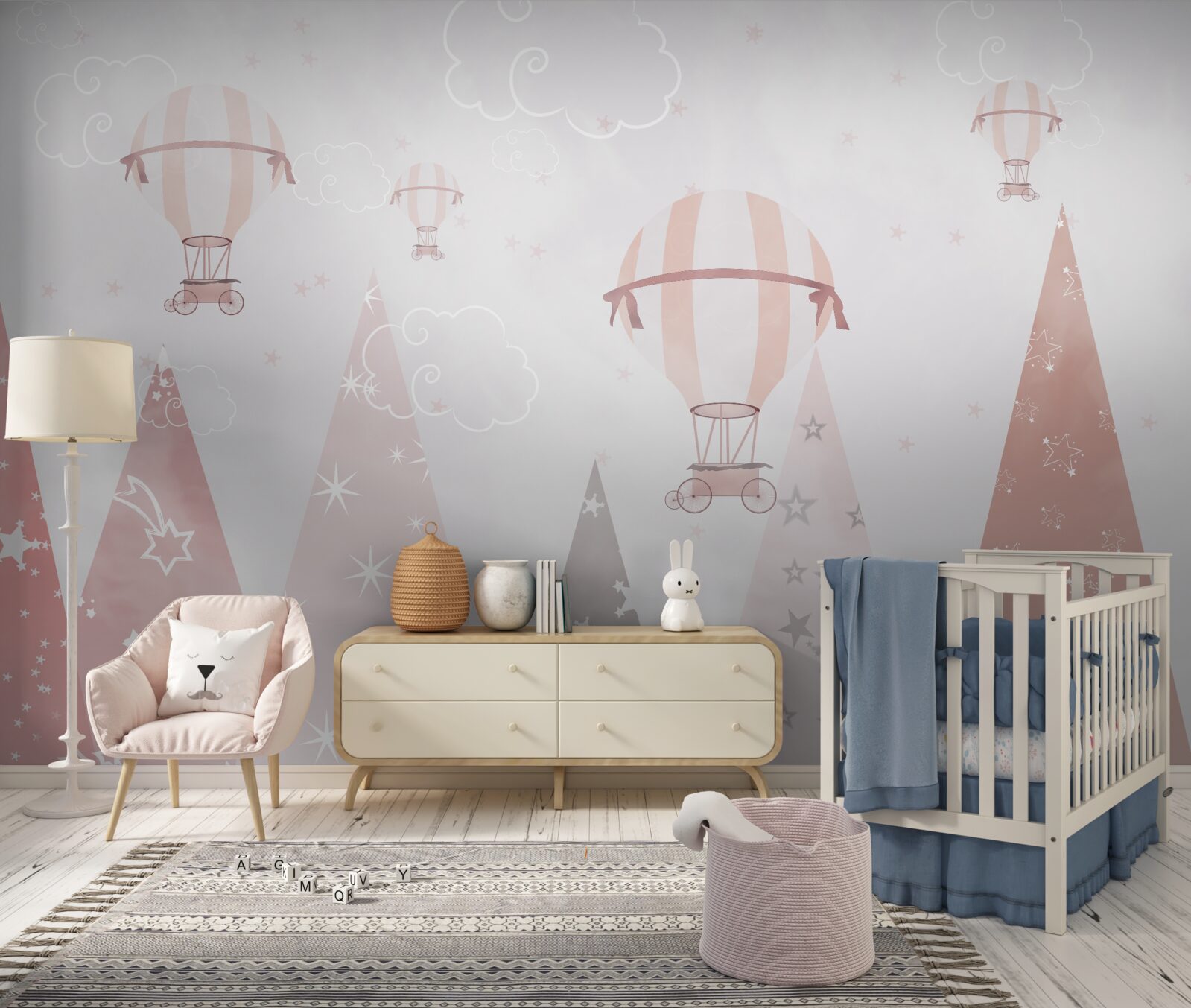 Фотошпалери кульки в небі посипають ліс сяючими зірками