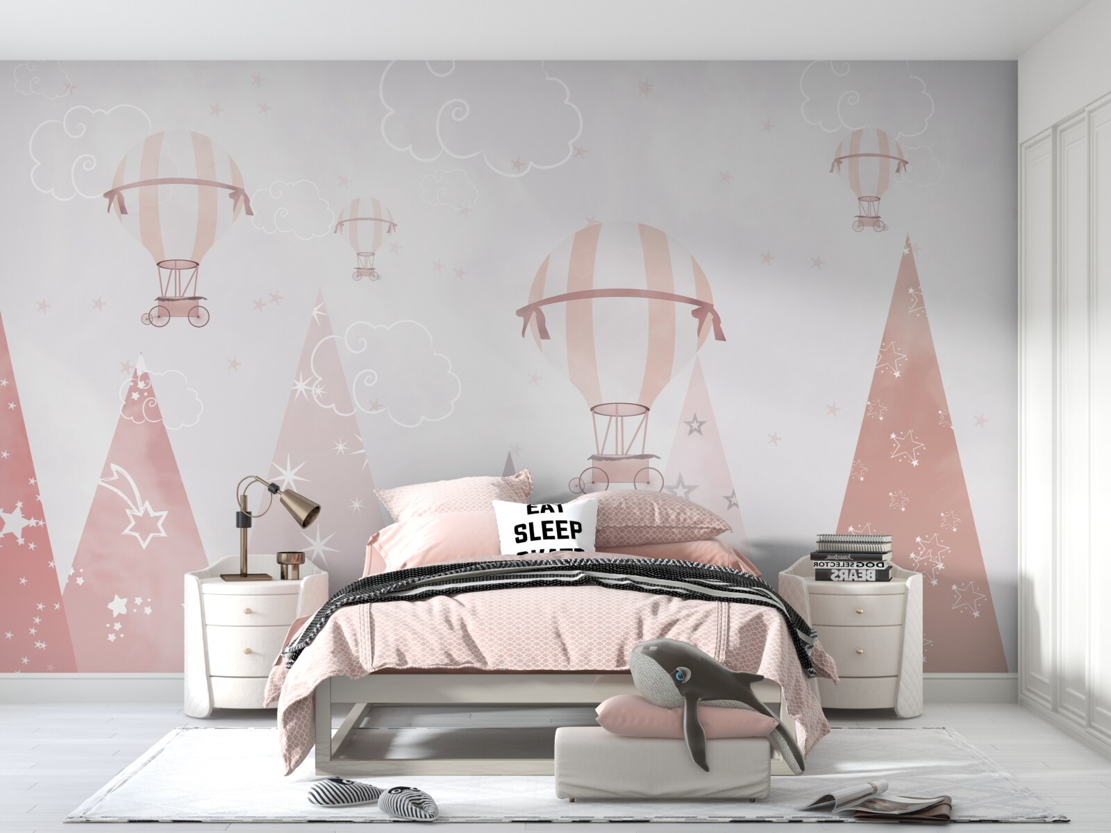 Фотошпалери кульки в небі посипають ліс сяючими зірками