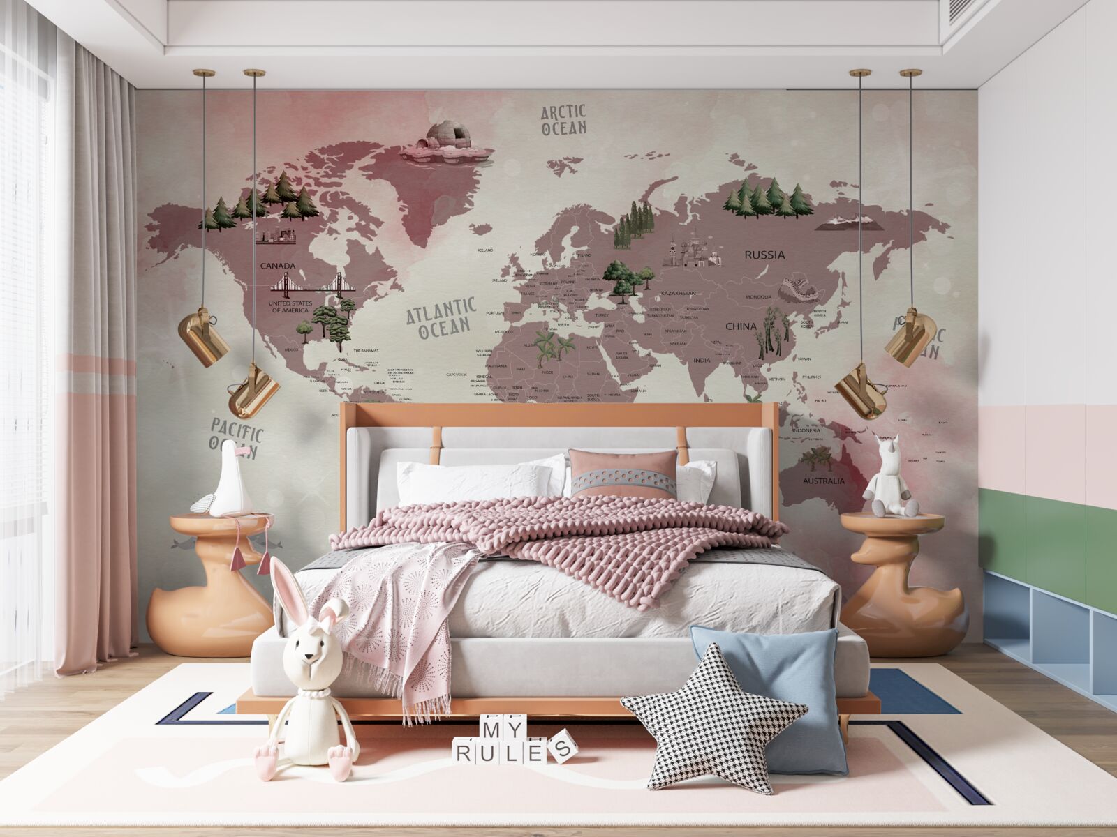 Фотошпалери карта світу з позначеними лісами