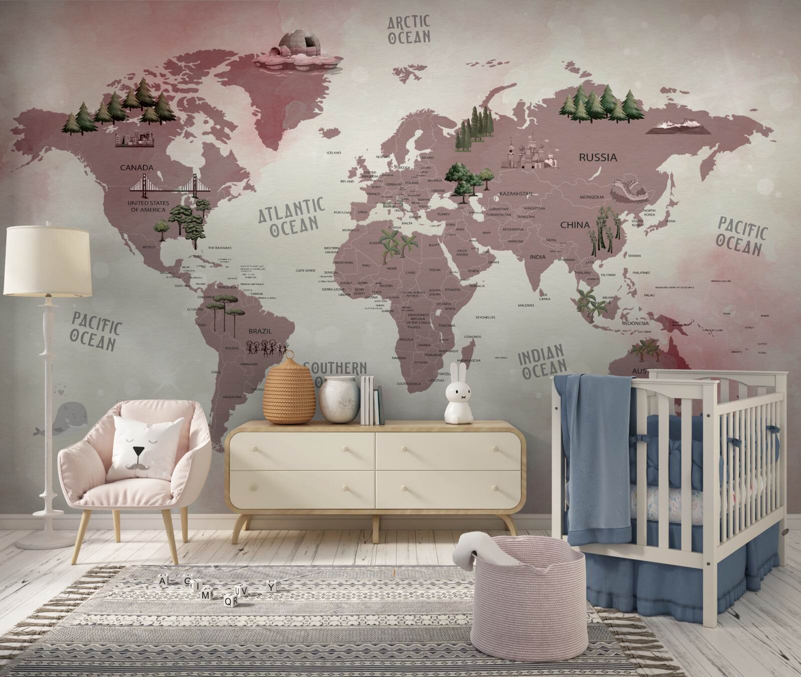 Фотошпалери карта світу з позначеними лісами