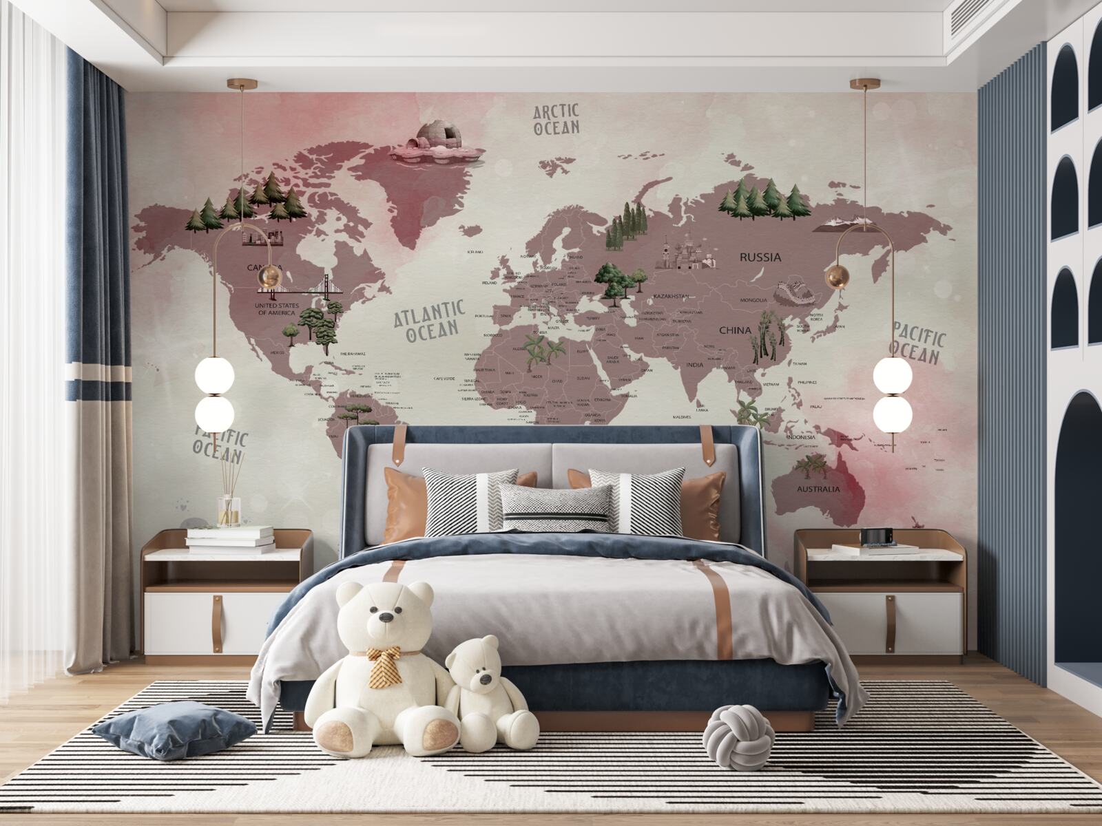 Фотошпалери карта світу з позначеними лісами