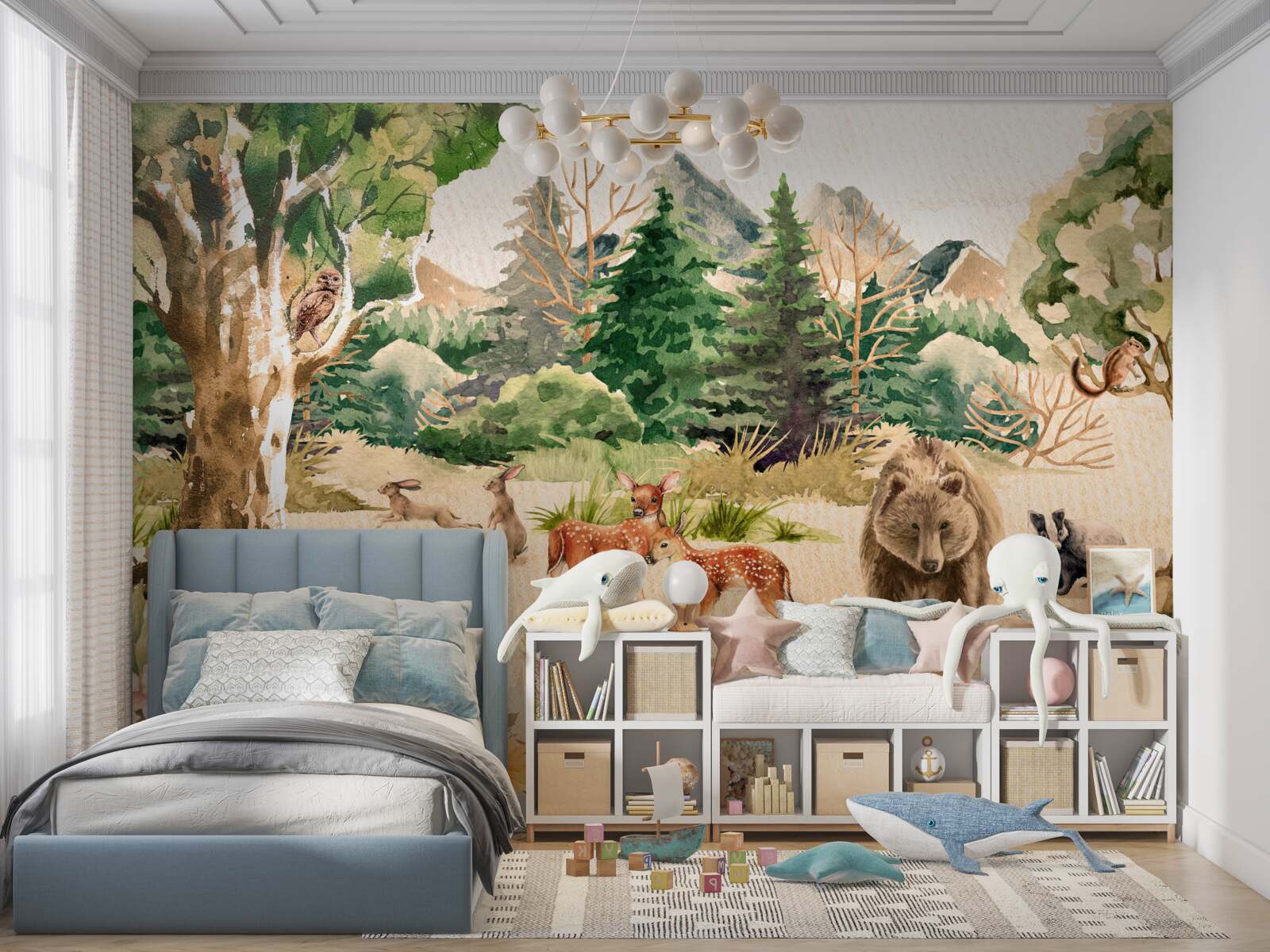 Фотошпалери ліс навесні та пробудження тварин