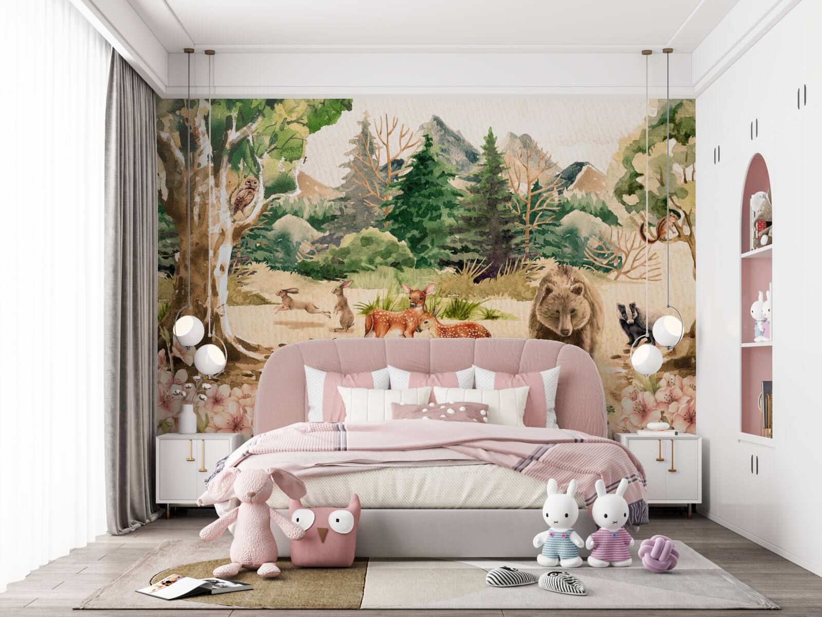 Фотошпалери ліс навесні та пробудження тварин