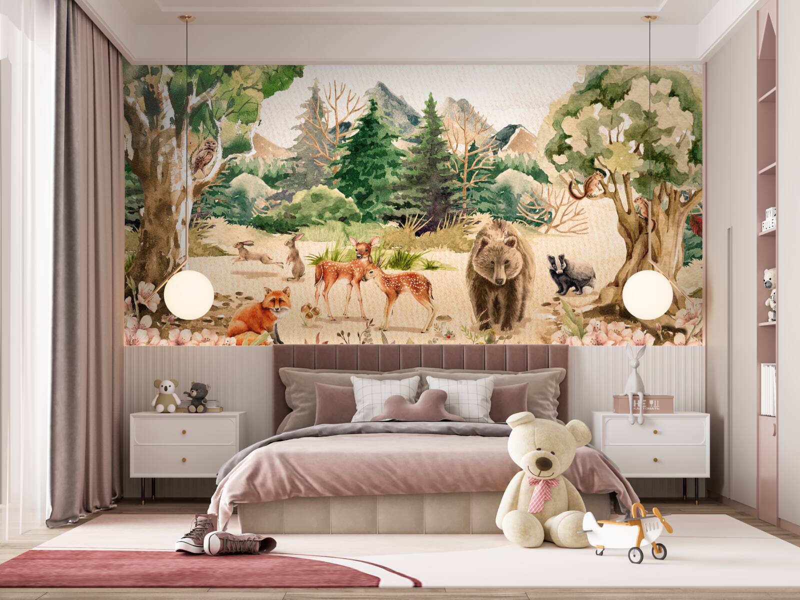 Фотошпалери ліс навесні та пробудження тварин