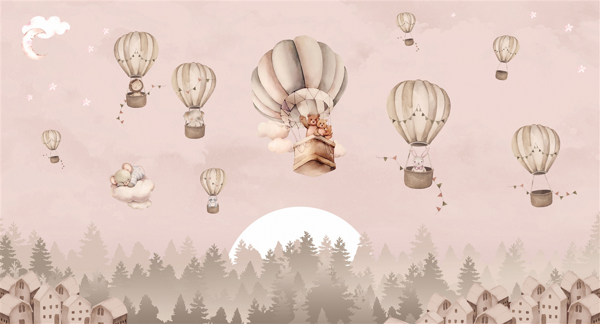 Фотошпалери тварини піднімаються в небо на повітряних кулях