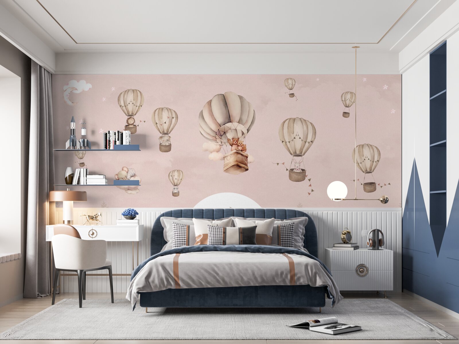 Фотошпалери тварини піднімаються в небо на повітряних кулях