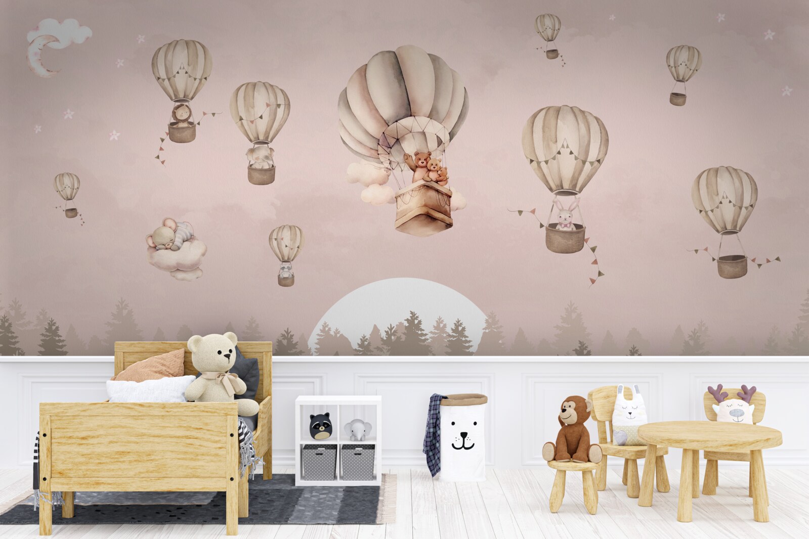 Фотошпалери тварини піднімаються в небо на повітряних кулях