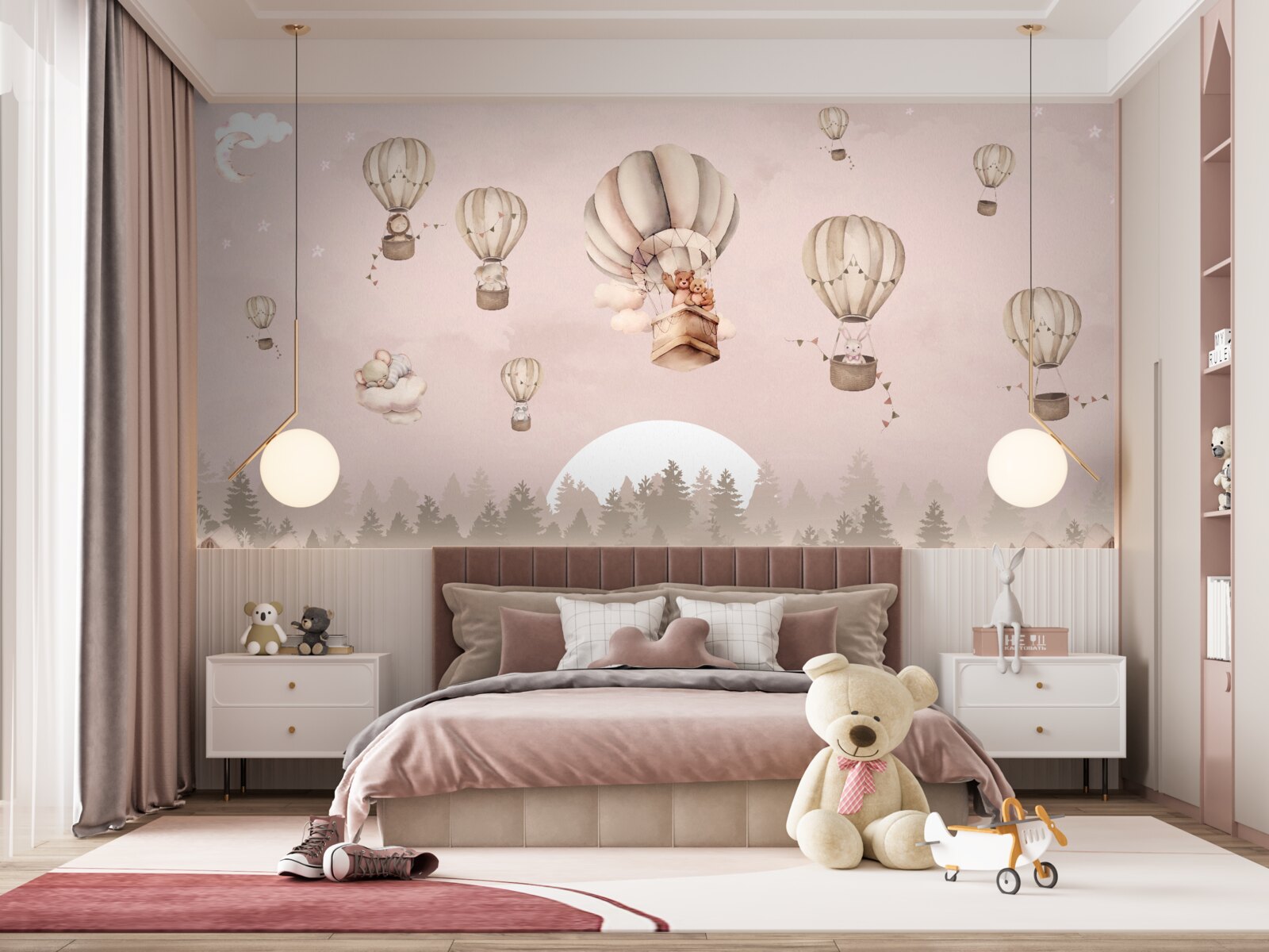 Фотошпалери тварини піднімаються в небо на повітряних кулях