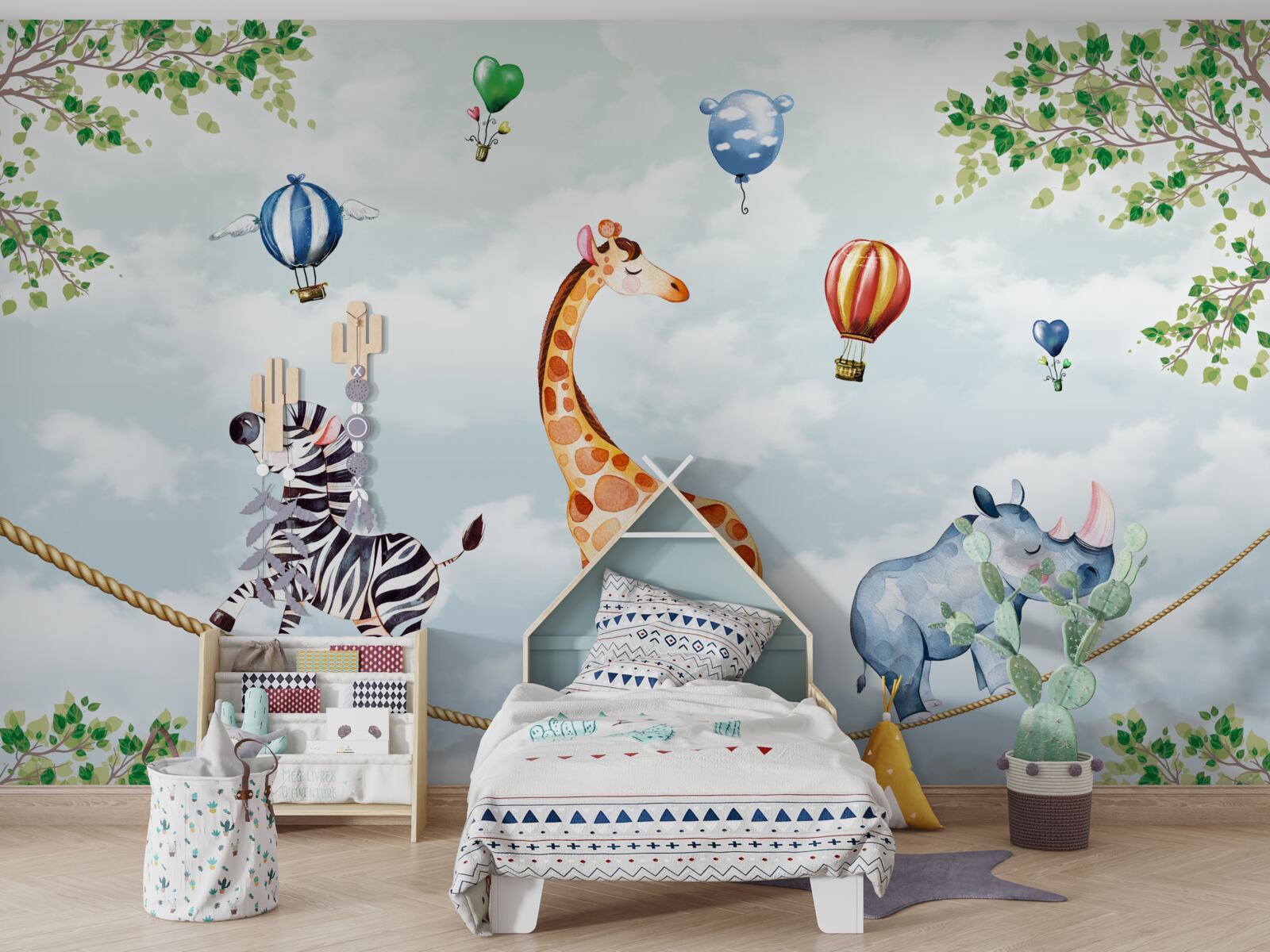 Фотошпалери троє акробатів, що спираються на високому дроті