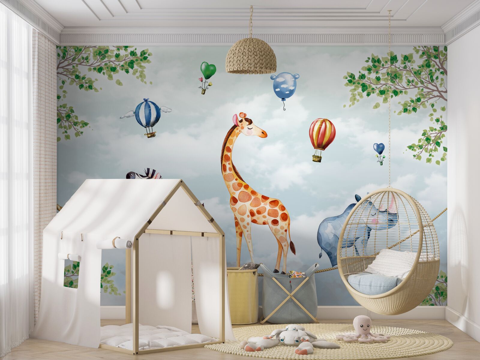 Фотошпалери троє акробатів, що спираються на високому дроті