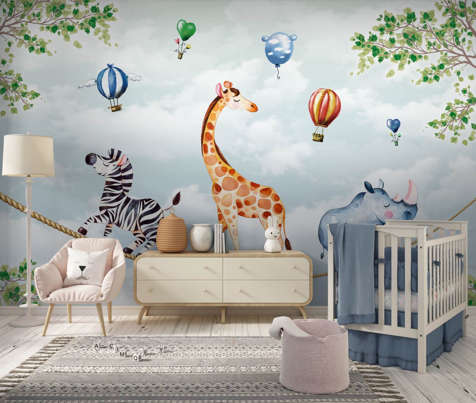 Фотошпалери троє акробатів, що спираються на високому дроті