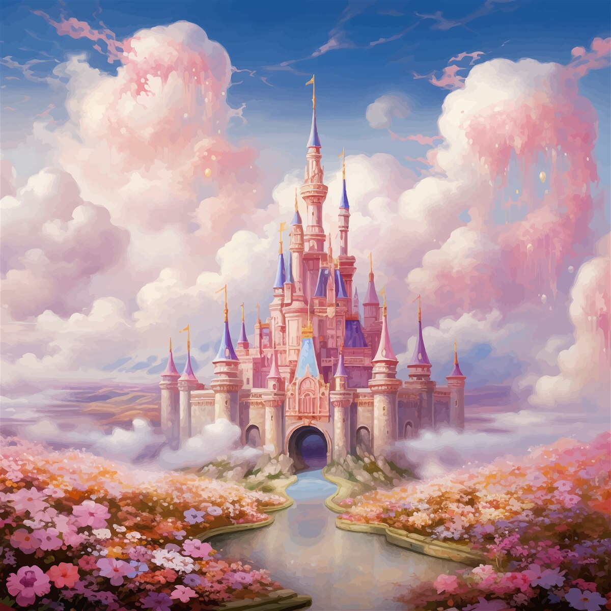 Фотошпалери палац принцеси серед хмар