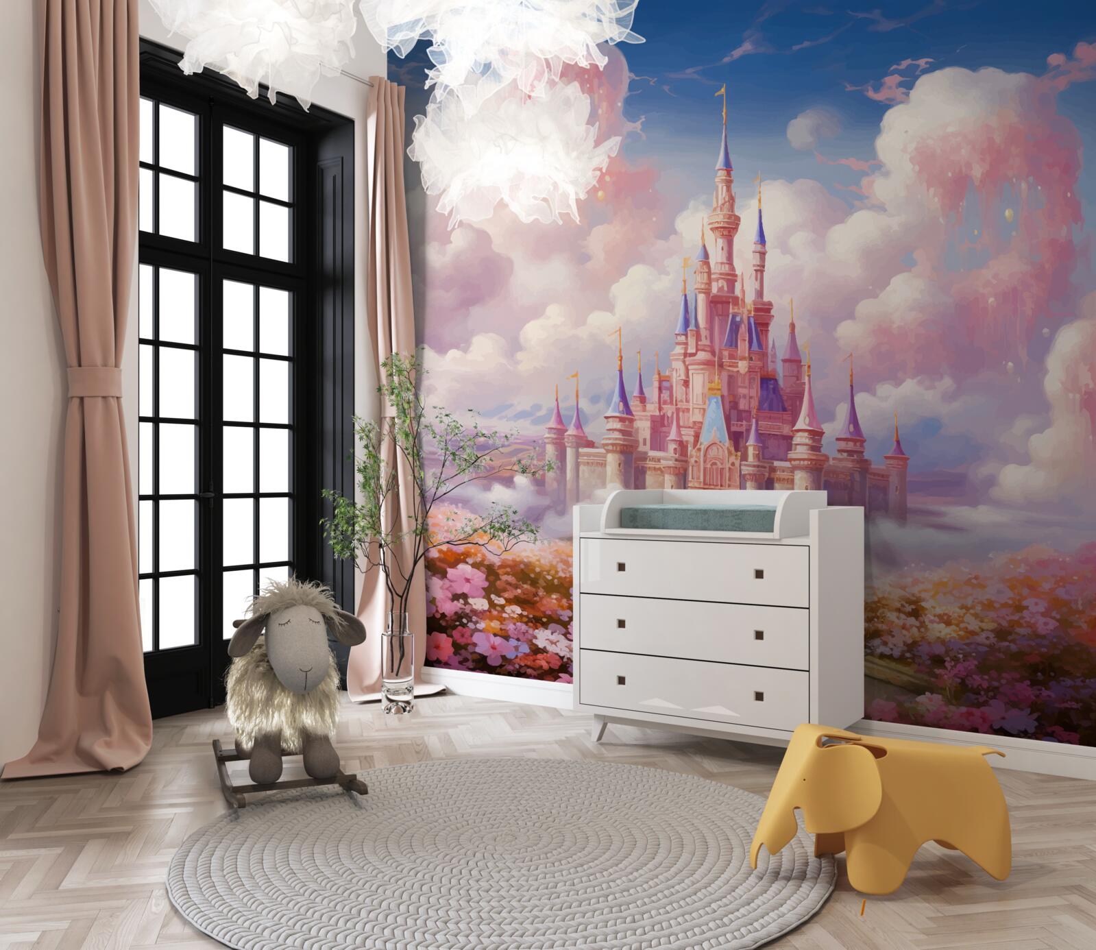 Фотошпалери палац принцеси серед хмар