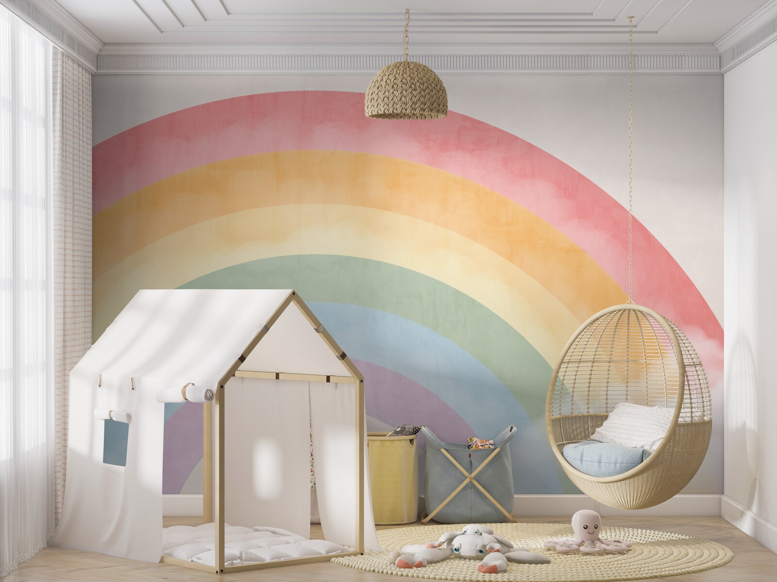 Фотошпалери розкішна арка з квітів серед хмар